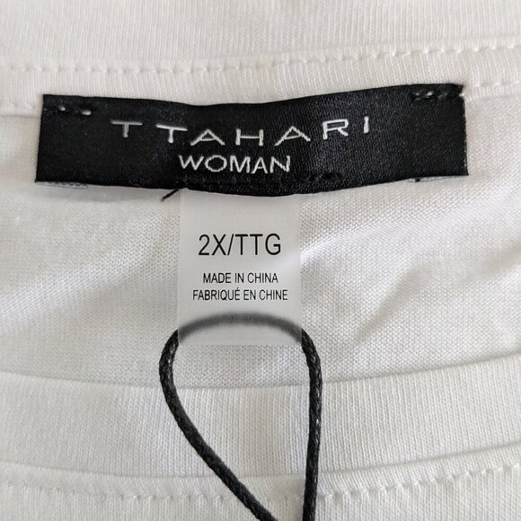 T Tahari Top Size 2X White Crochet Scalloped Lace Short Flutter Sleeves NWT Airy - Picture 4 of 13